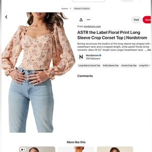ASTR The Label floral long sleeve crop corset brand new but no tags size XL